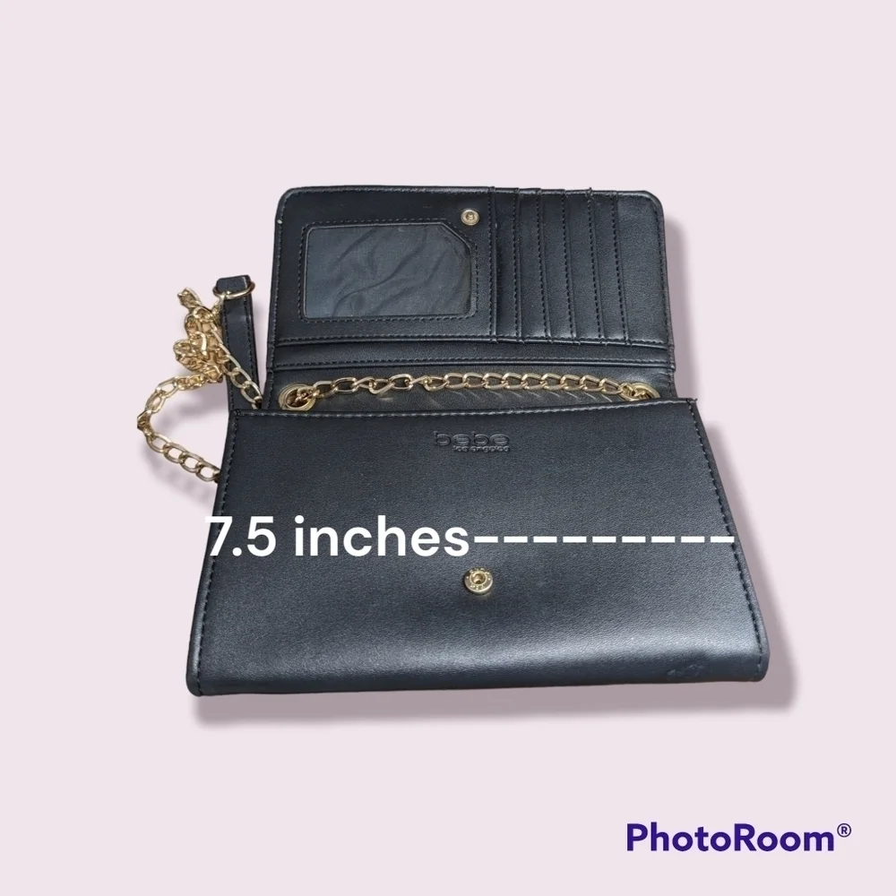 BEBE quilt embossed Saffiano Crossbody Black Purse - Picture 5 of 9